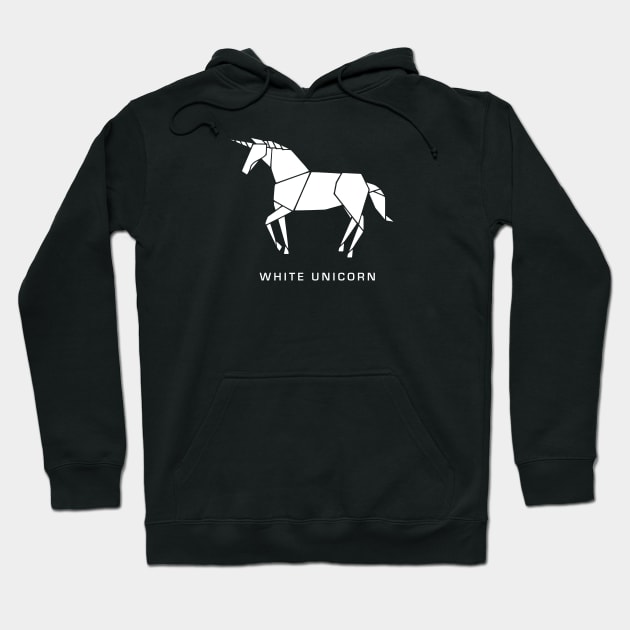 White Origami Unicorn Hoodie by MonoFishTank